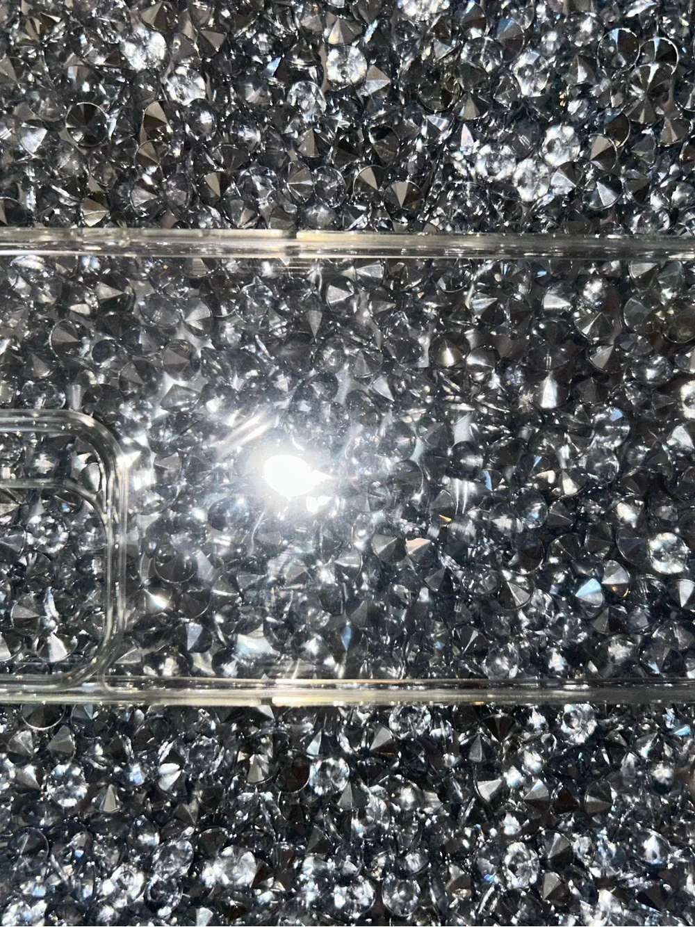 iPhone 15 plus Clear Transparent Crystal-Effect Phone Case - Black/Silver
